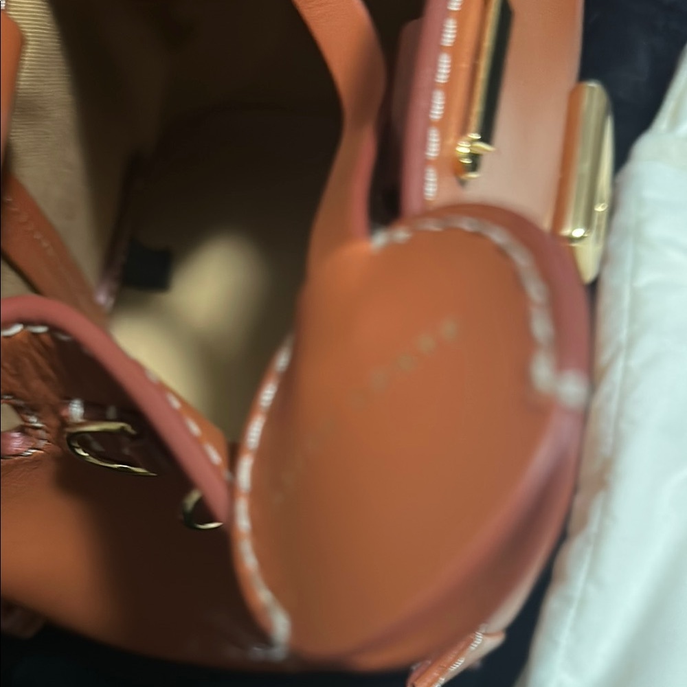 Women’s Tan Leather Backpack with Gold Accent - Picture 9 of 12